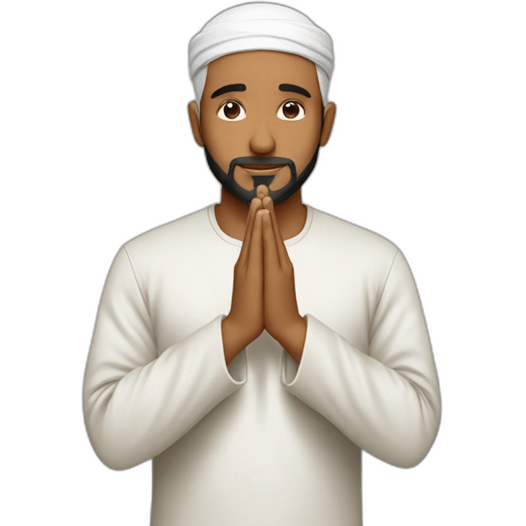 a muslim men doing the prayer emoji