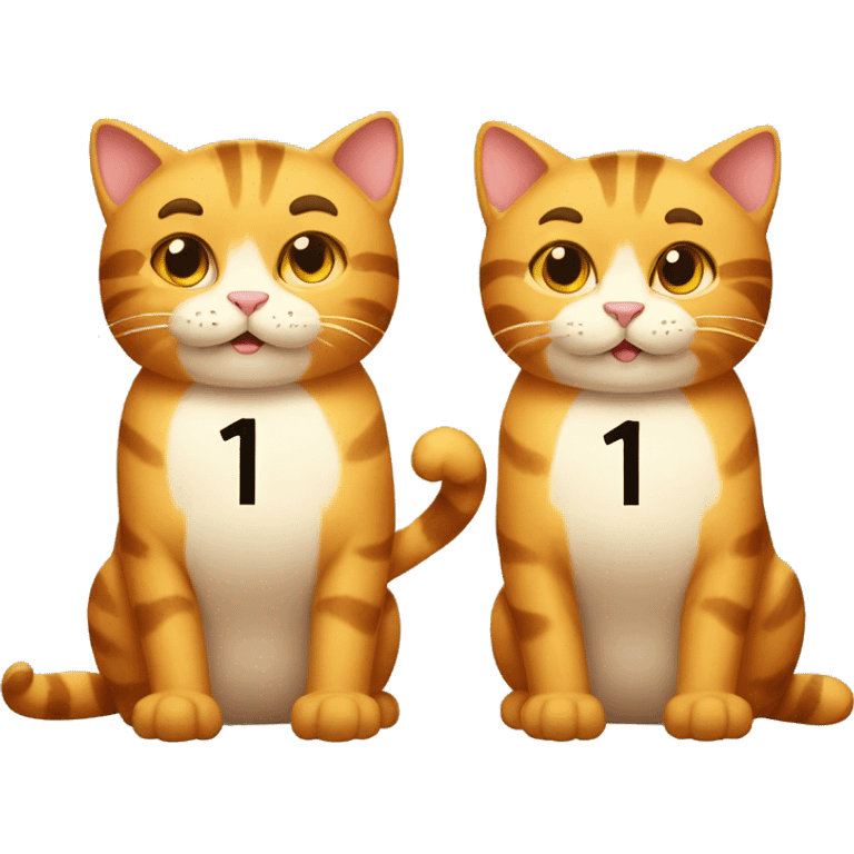 two muscular cats holding up the number 13 emoji