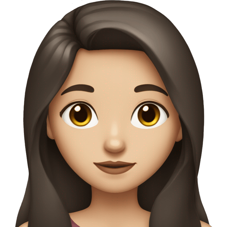 Brunette girl with long hair and brown eyes and fair skin with black cat emoji