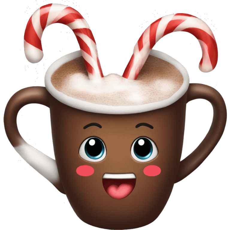 hot chocolate with candy cane emoji