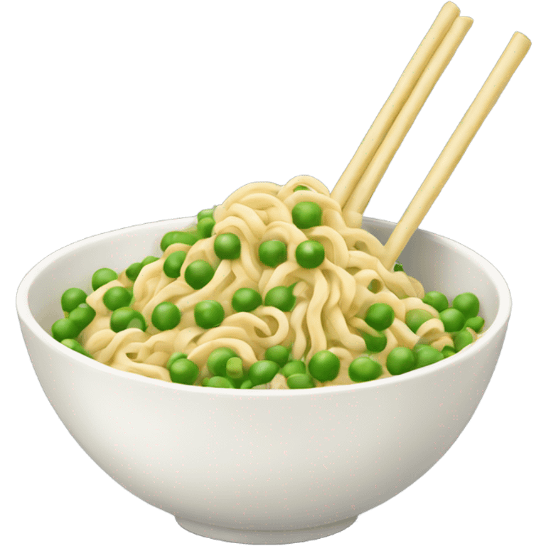 A bowl of noodles with peas emoji