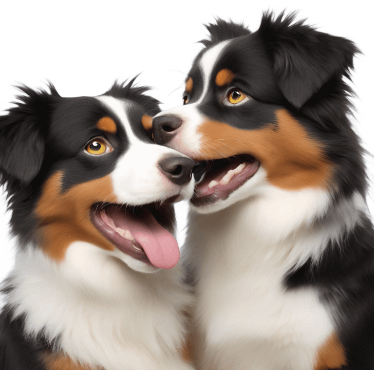 two mini australian shepherds play fighting emoji