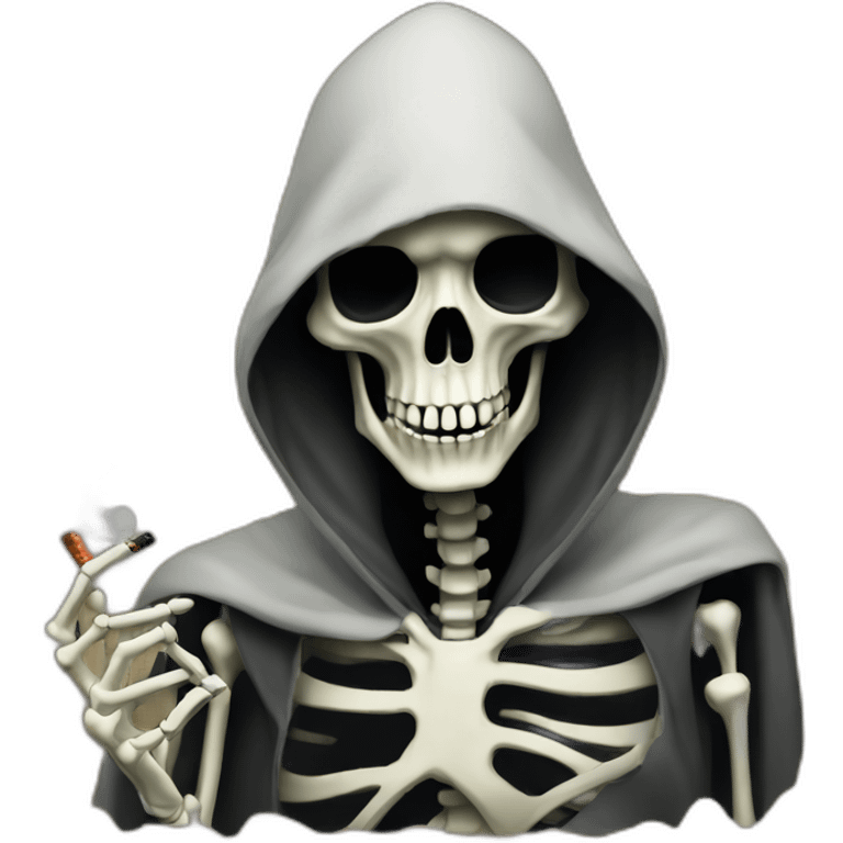 A hooded skeleton smokes a cigarette emoji