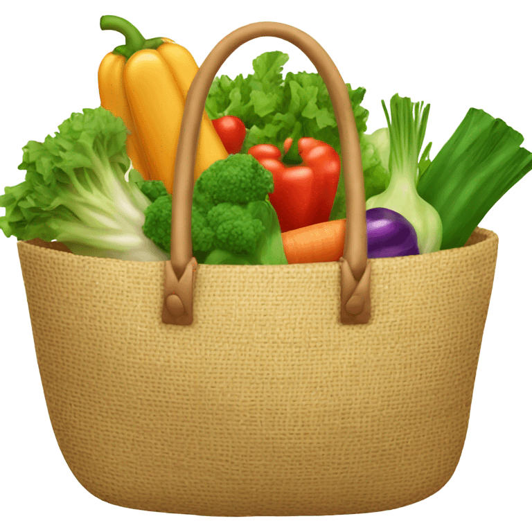 Straw circle beach bag with vegetables  emoji