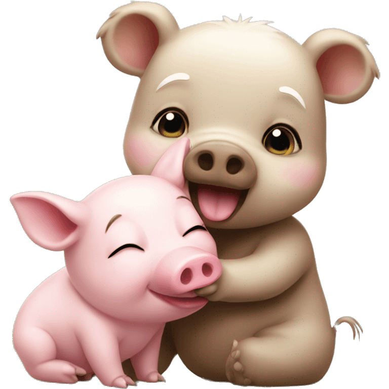 Bear kiss baby pig emoji