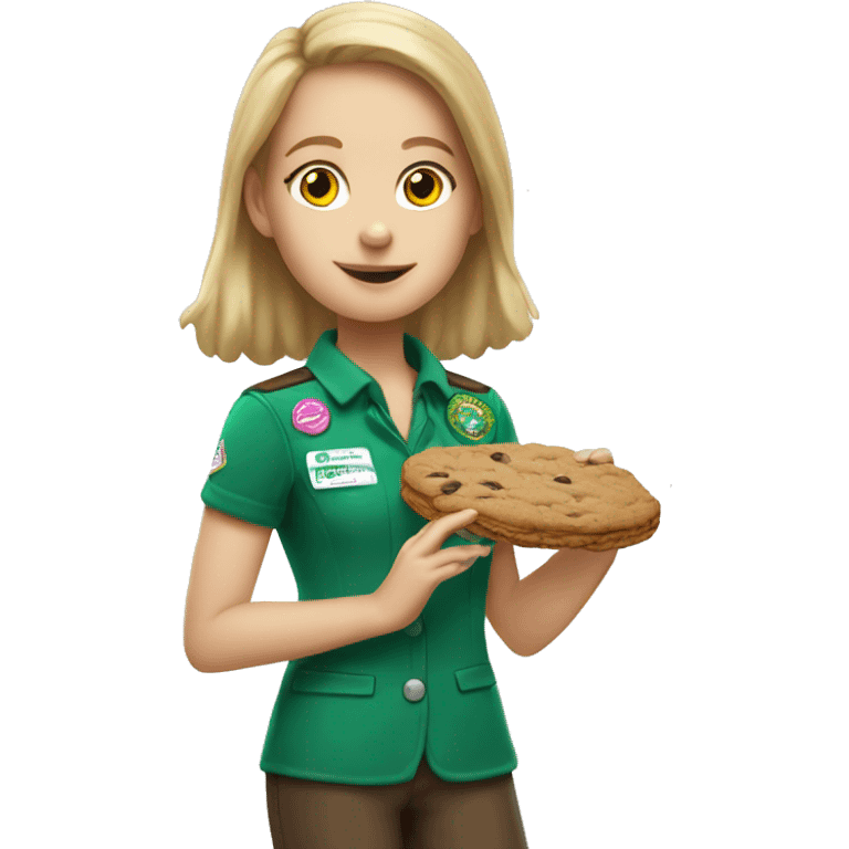 white girl scout selling cookie emoji