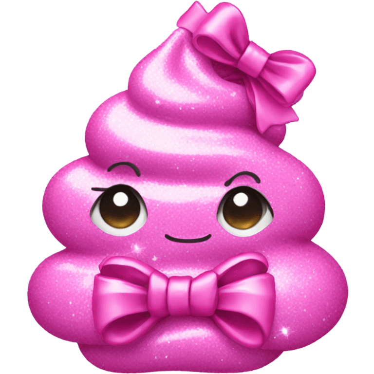 pink sparkle poop emoji with bow emoji