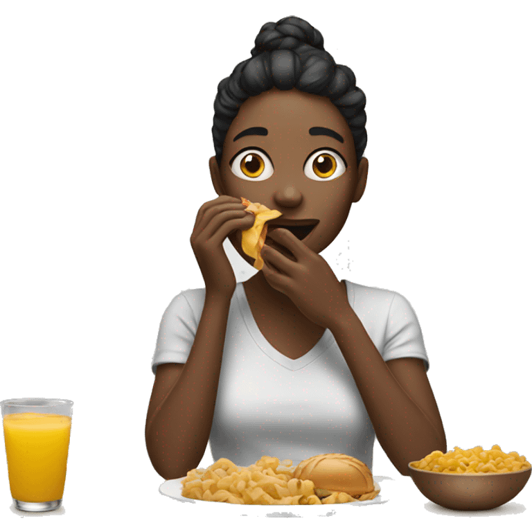 Woman eating emoji