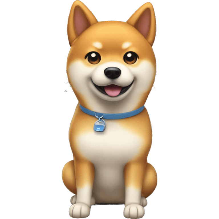 A Shiba Inu in front of a vending machine emoji