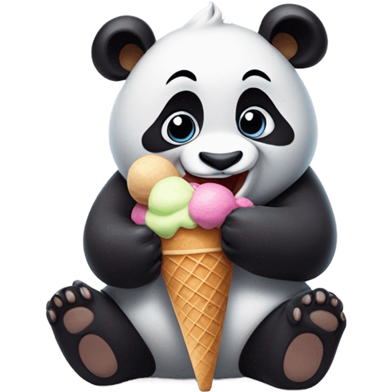 Panda eating ice cream emoji