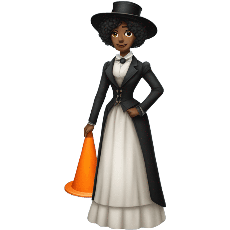 galora in Victorian dress elegant, full body, holding "big traffic cone" emoji