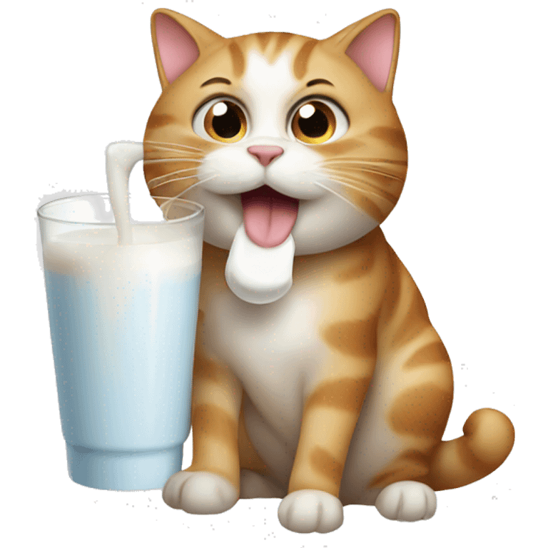 Cat licking milk emoji