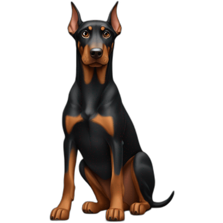 a doberman sitting at bank emoji