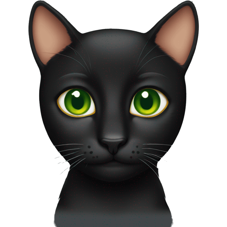 Black cat with ginger spots and green eyes emoji