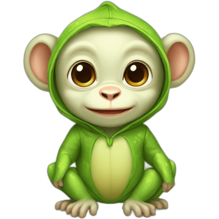 baby monkey in a frog costume  emoji