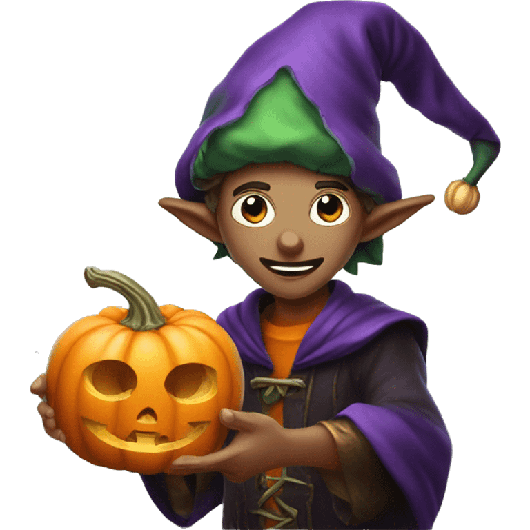 pumkin elf male casting a spell emoji