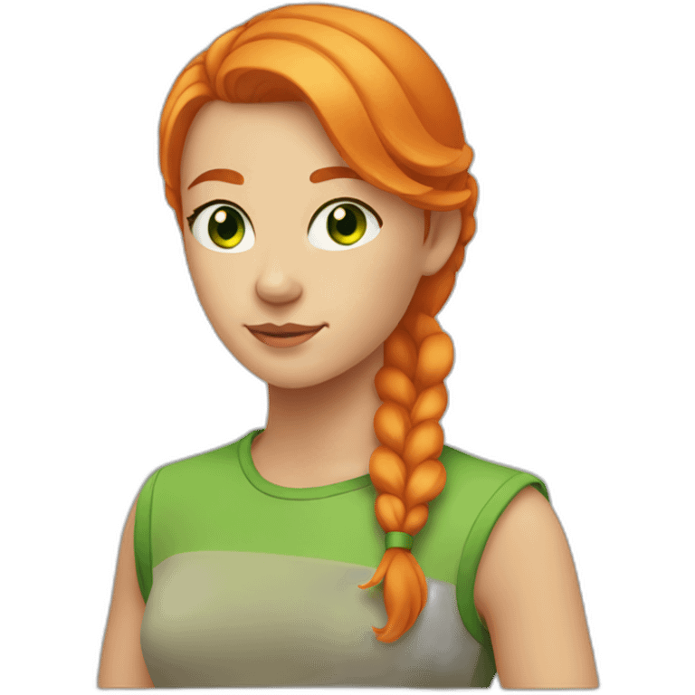 girl with shoulder length orange hair and green eyes emoji