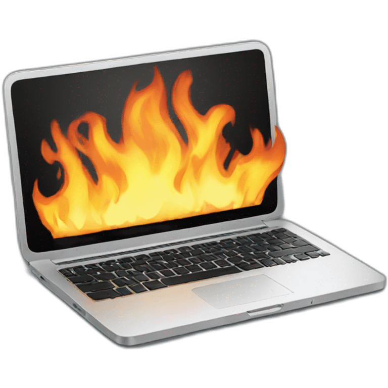 laptop burning emoji