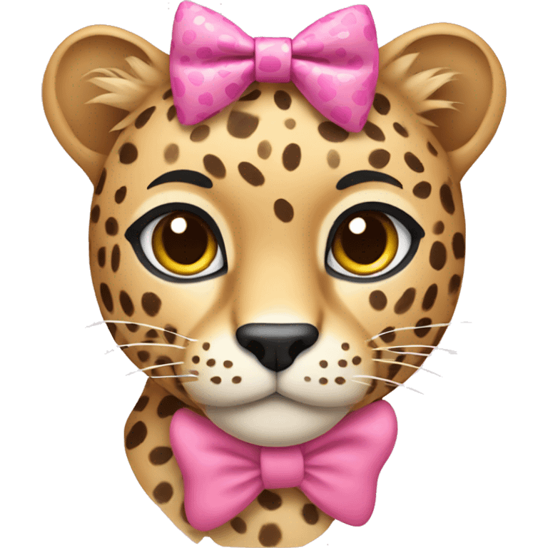 pink cheetah wearing a pink bow emoji