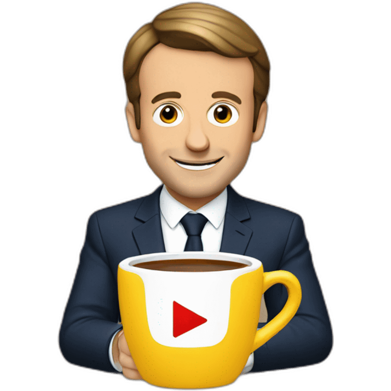 Emmanuel Macron with a YouTube cup emoji