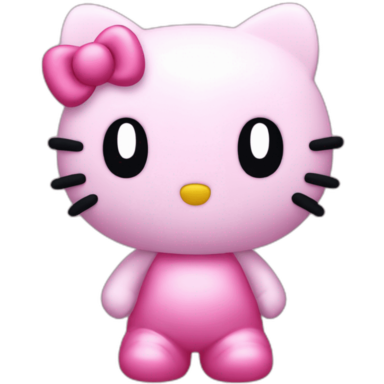 hello kitty standing next to kirby emoji