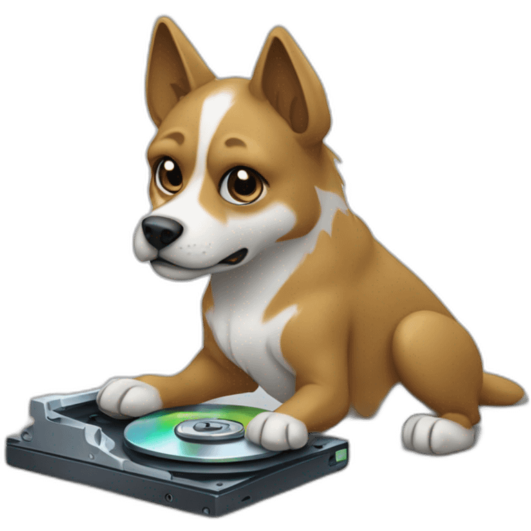 garmr dog guarding a hard disk emoji