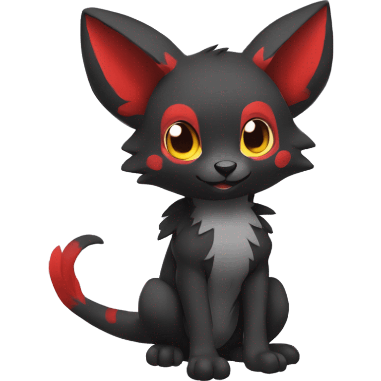 Cute cool black red animal hybrid Fakemon full body emoji