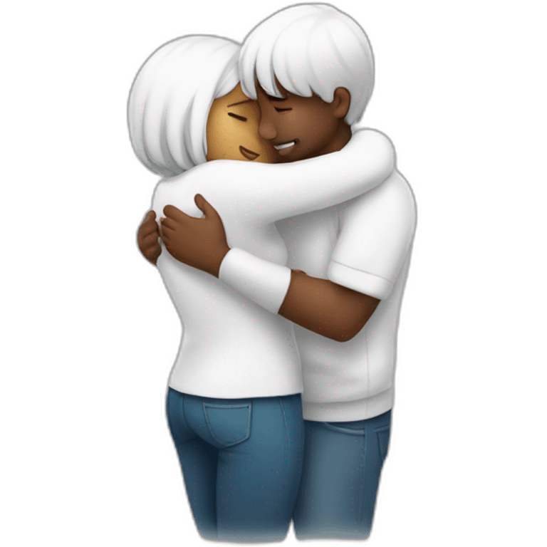 Hug couple white emoji