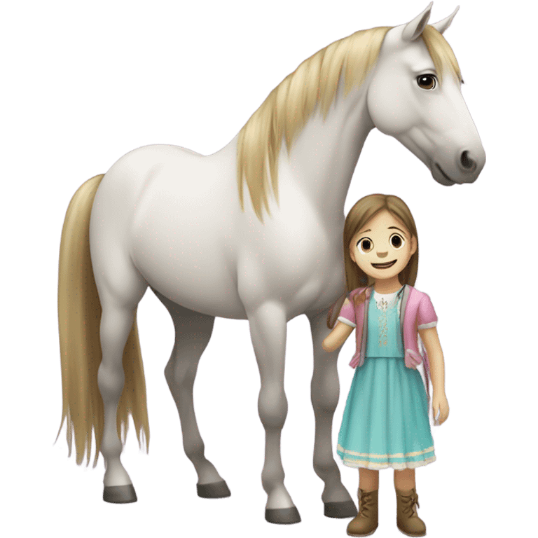 Horse with little girl  emoji