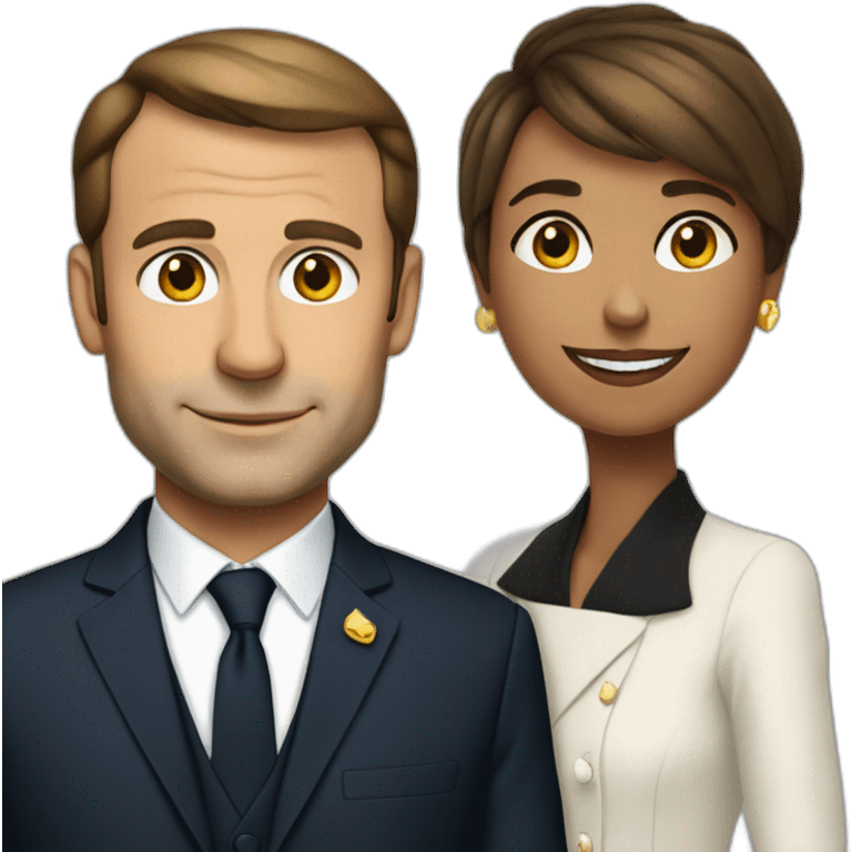 Macron avec une femme a robe emoji