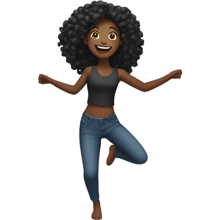 Black girl with long hair dancing emoji