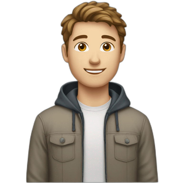 a white male student with short brown hair with hairstyle French crop emoji