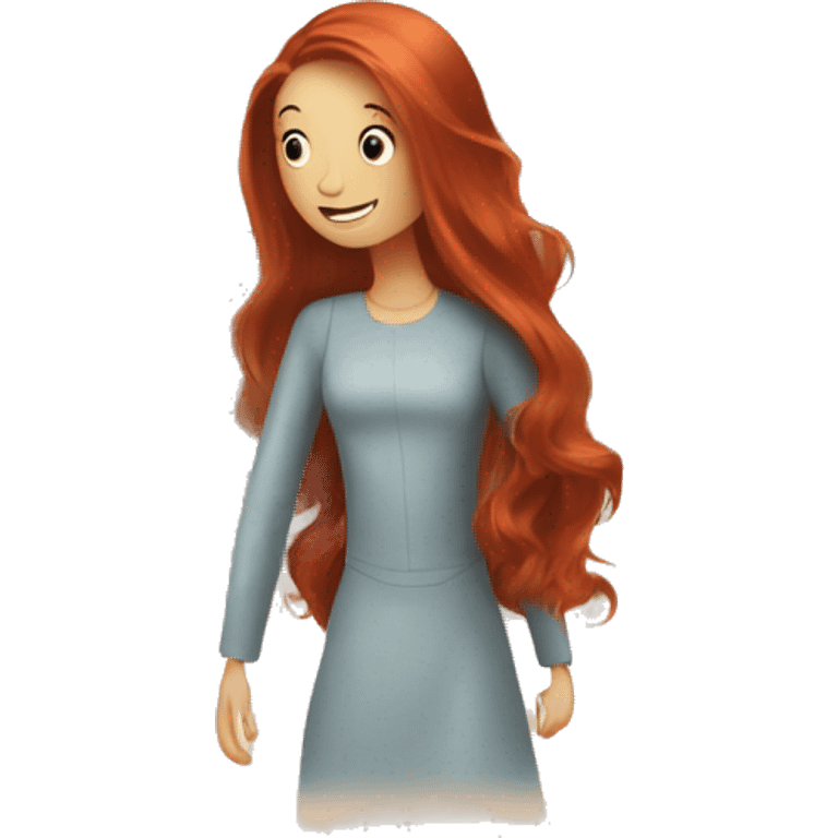 A robot vacuum and a long haired redhead lady being best friends emoji