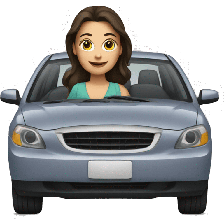 brunette girl in a car emoji