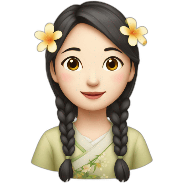 A Chinese girl with the warmth of spring emoji