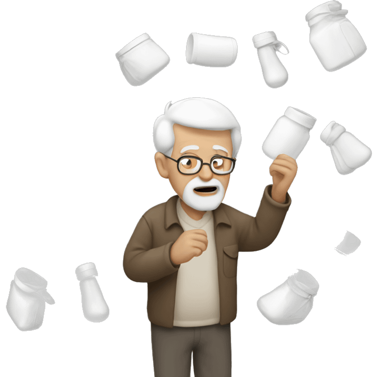 old man picking white things emoji