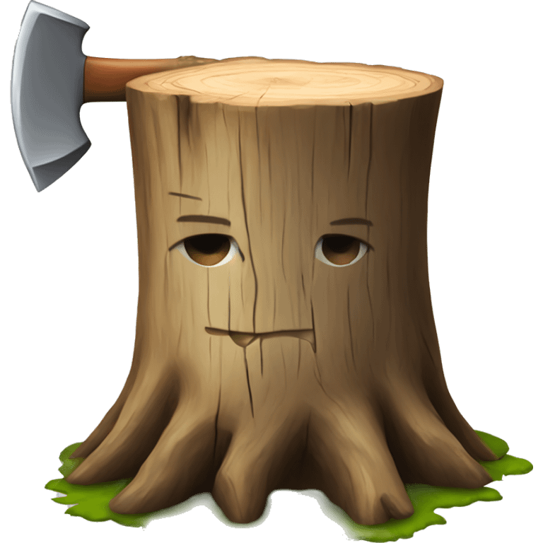 Tree stump with an axe cleaved in  it  emoji