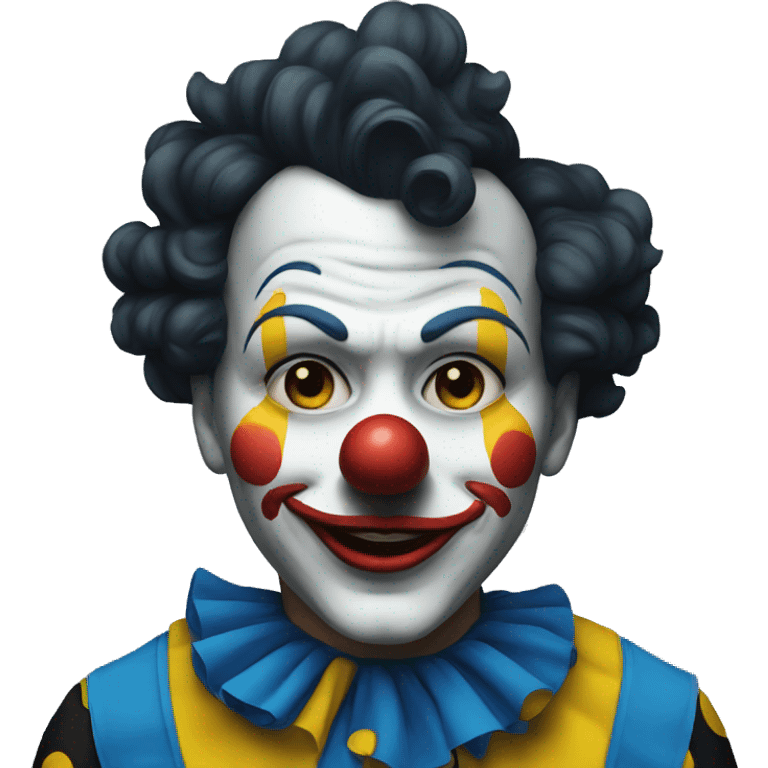 Clown in blue-black-yellow color scheme emoji