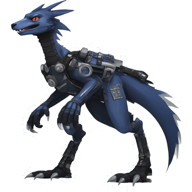 Full body Edgy Anthro Futuristic Mechanical Sergal-raptor-vernid emoji