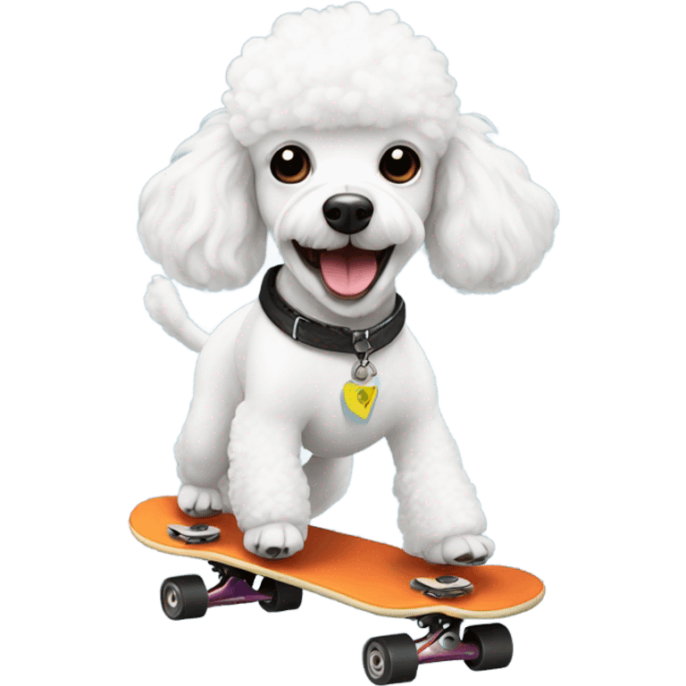 Small white poodle skateboarding emoji