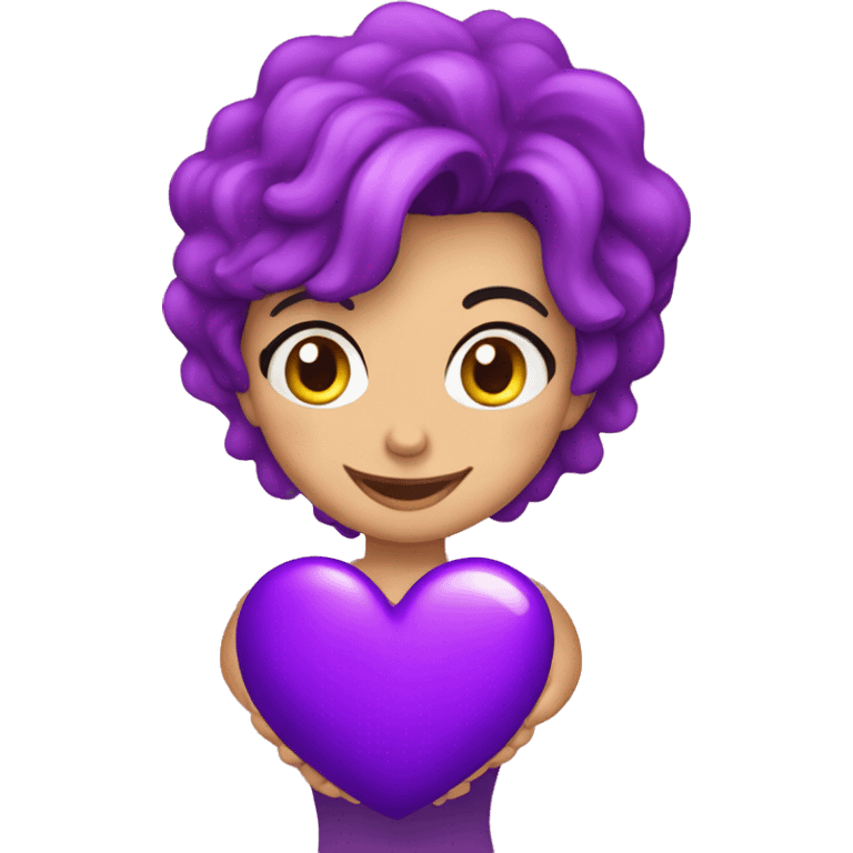 Carita feliz abrazando corazon morado emoji