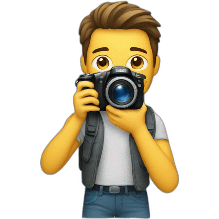 A man who taking photo with camera emoji