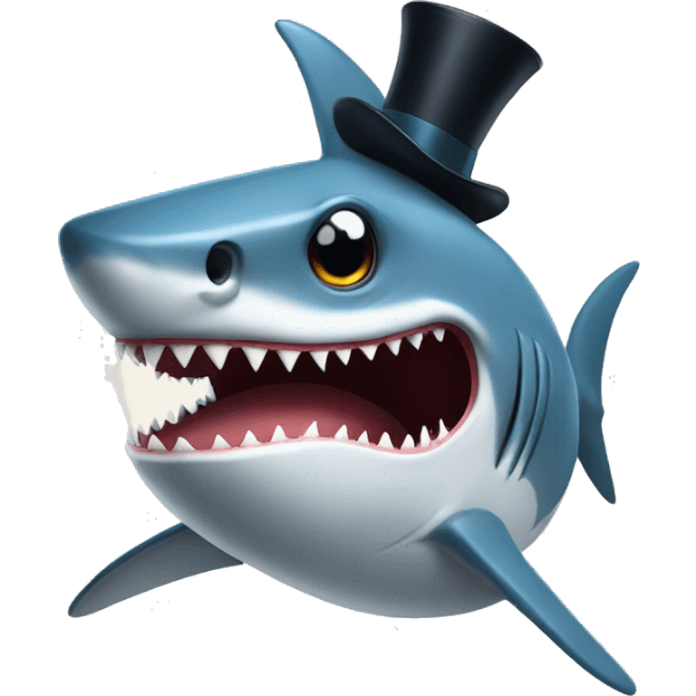 Shark with a top hat emoji