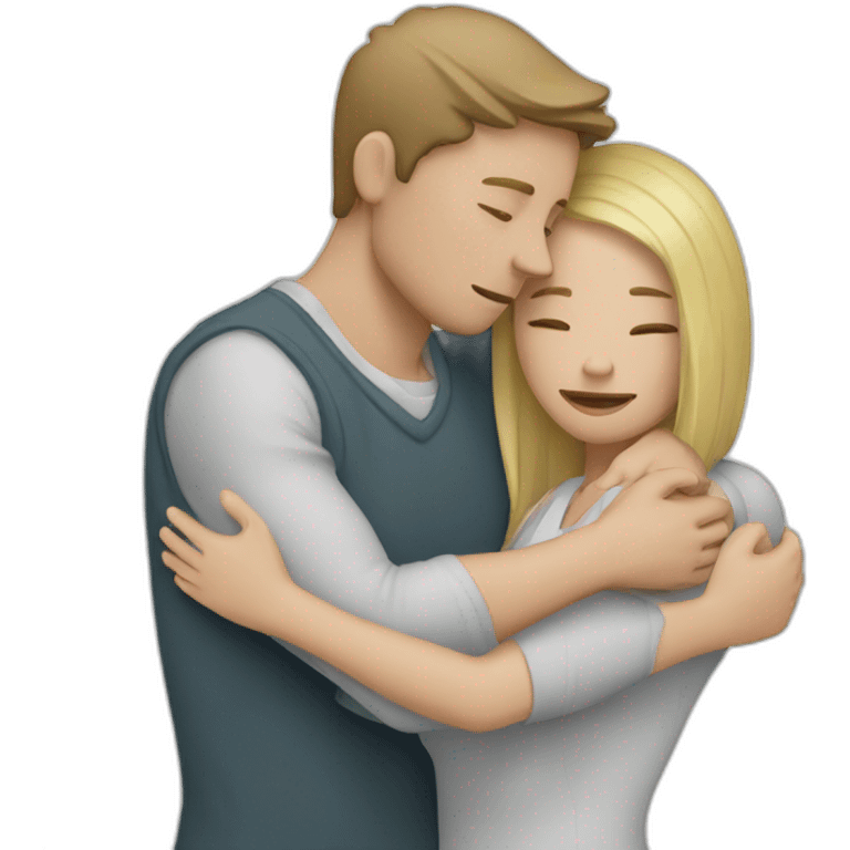 White couple hugging each other, while crying “WHITE” emoji