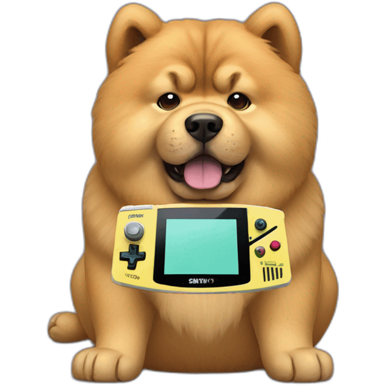 Chow-chow playing gameboy emoji