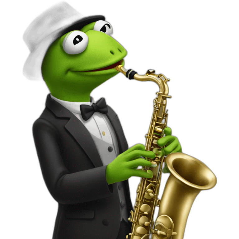 Kermit playing saxophone emoji