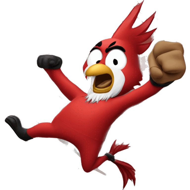 Cartoon Cardinal flexing on cartoon wildcat emoji