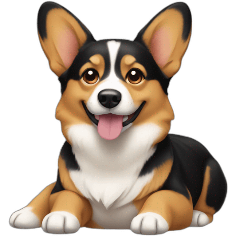 black and tan corgi lying emoji