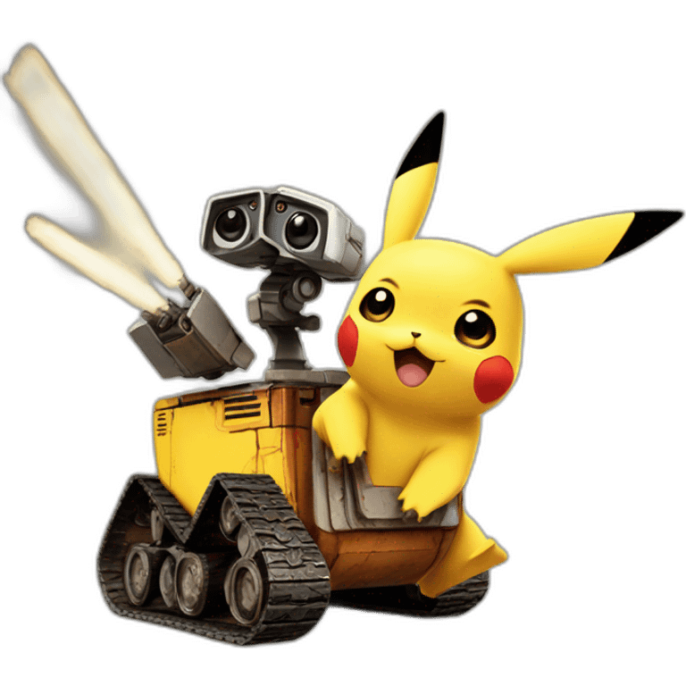 Pikachu shoots wall-e emoji