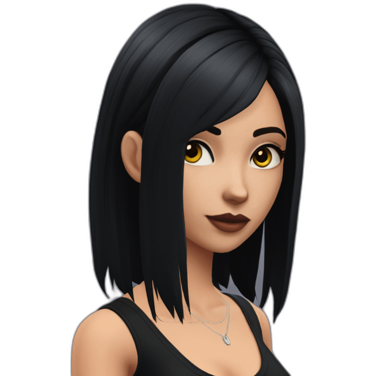 Sims+4+Anime+Cassandra+Goth-girl-dark-hair-black-tshirt+perfectly-centered emoji